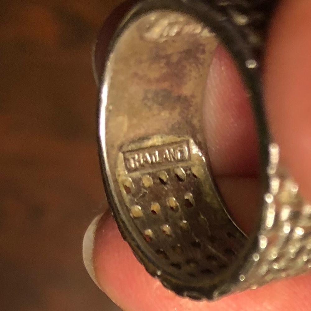 Vintage Wide Band Sterling 925 Basketweave Ring - Picture 3 of 7